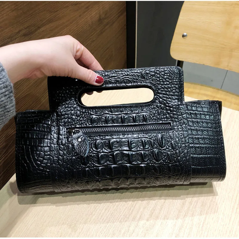 HIGHREAL Female Clutch Bag Crocodile Pattern Cowhide Leather Women Envelope Evening Party Messenger Bags Drop Shipping | Багаж и сумки