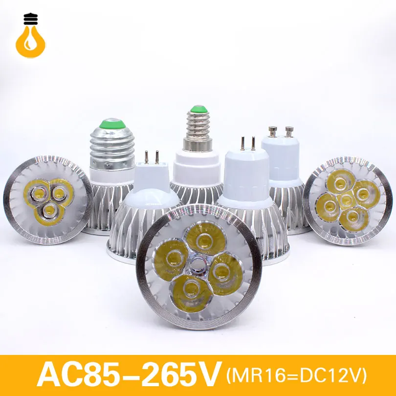1 шт./лот новинка высокомощный Светодиодный прожектор MR16 GU5.3GU10 E27 9w12w15w с