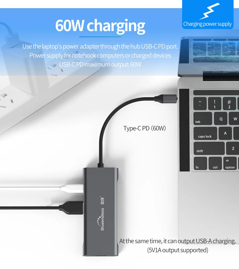Blueendless USB-C сплиттер type C 3,1 3 порта USB C концентратор для нескольких USB 3,0 HDMI адаптер для MacBook Pro Аксессуары USB C концентратор