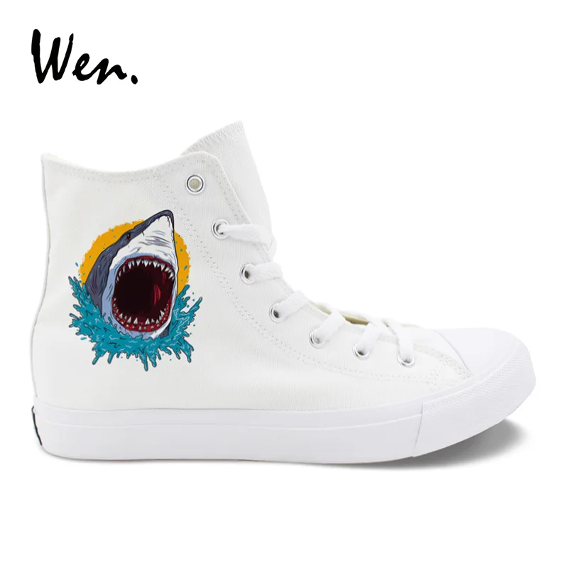 Вэнь оригинальный дизайн морская Акула зубы открытые рот парусиновая обувь