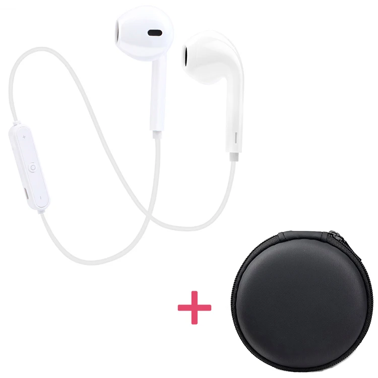 white with box S6 спортивный нашейный Беспроводной наушники линии контролируемых Bluetooth наушники для телефона с микрофоном наушники д - Цвет: white with box