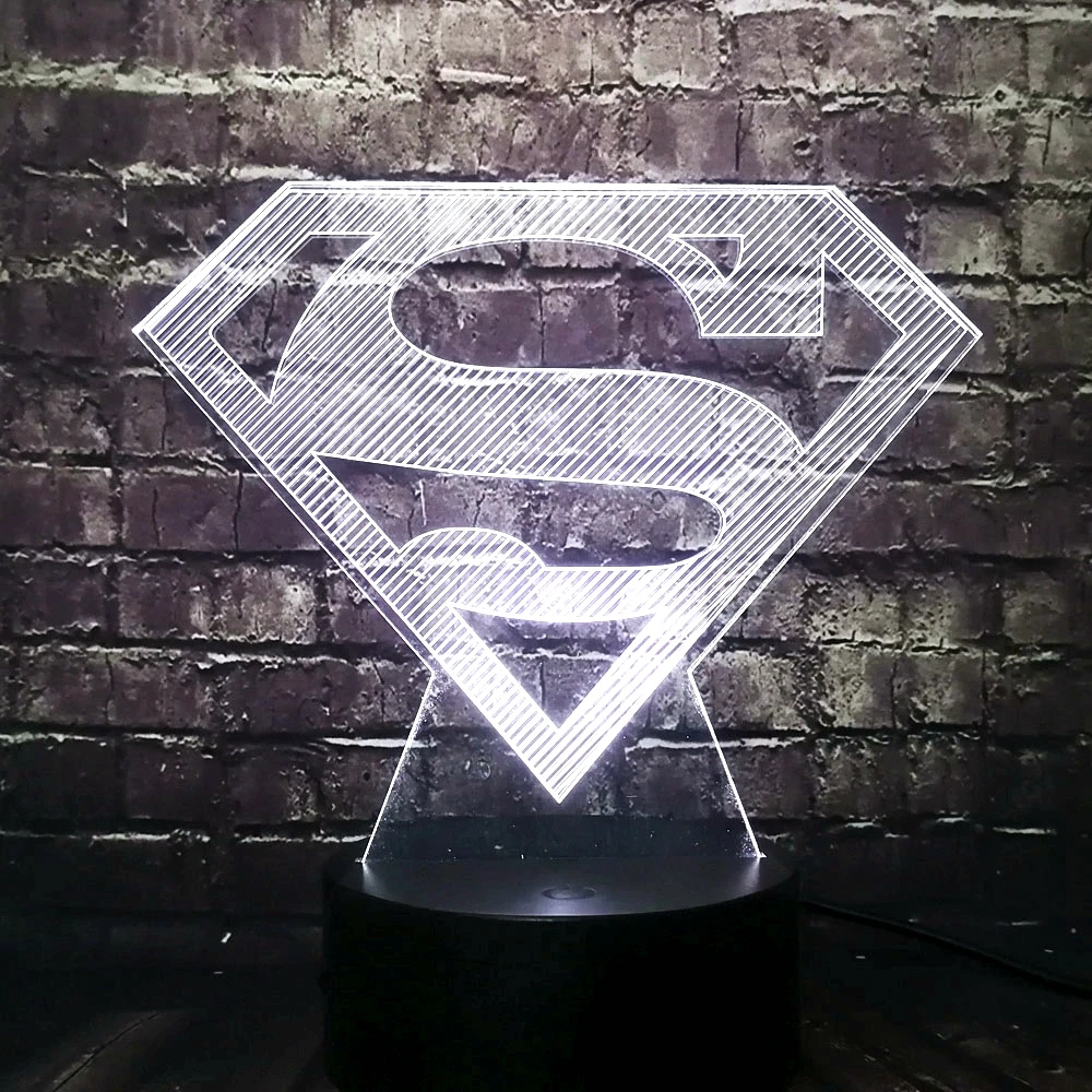 Marvel DC фильм серии мультфильм Супермен логотип БЭТМЭН 7 цветов USB зарядка светодиодный Декор для комнаты настроение стол ночник праздник подарок для детей