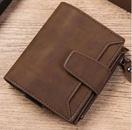 Coffee card case Женские и мужские многофункциональные RFID кошельки ID держатель для банковской карты винтажный мини маленький кошелек на молнии для монет короткий кошелек держатели для кредитных карт - Цвет: Coffee card case