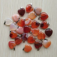 fashion bestselling top quality natural red onyx heart pendants charms for jewelry making 16mm 50pcslot wholesale free shipping