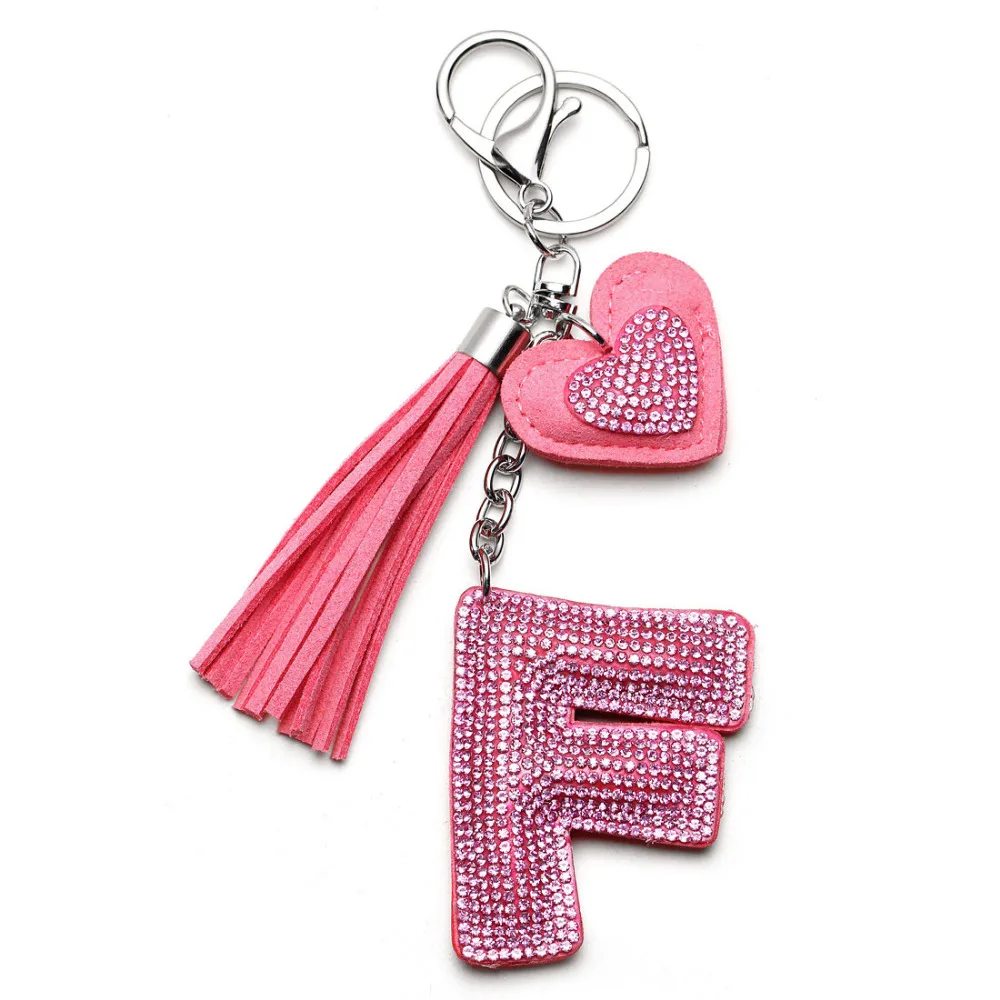 Серебряная цепь Bling Кристалл бисер кисточка брелок porte clef сумка буквы амулеты брелок сердце цветок сумка автомобильный брелок держатель