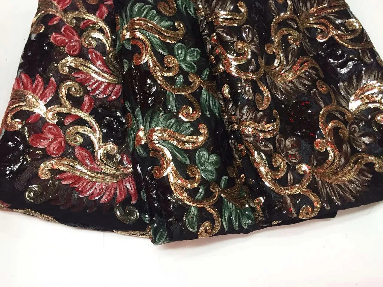 

French Net Lace Fabric 2017 Latest african guipure lace fabric with embroidery mesh tulle nigerian Sequins lace fabric K-J5161