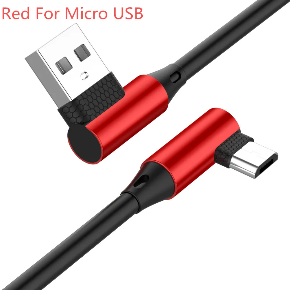 Red for micro USB Micro USB 8 Pin type C 90 градусов быстрая зарядка usb c кабель L type-c 3,1 шнур для передачи данных зарядное устройство usb-c для Iphone samsung S8 S9 Note 8 - Цвет: Red for micro USB
