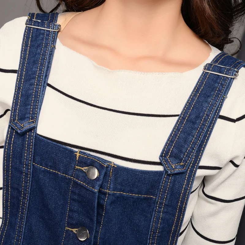 Новинка 2020 джинсовая юбка на подтяжках для женщин длинная повседневная