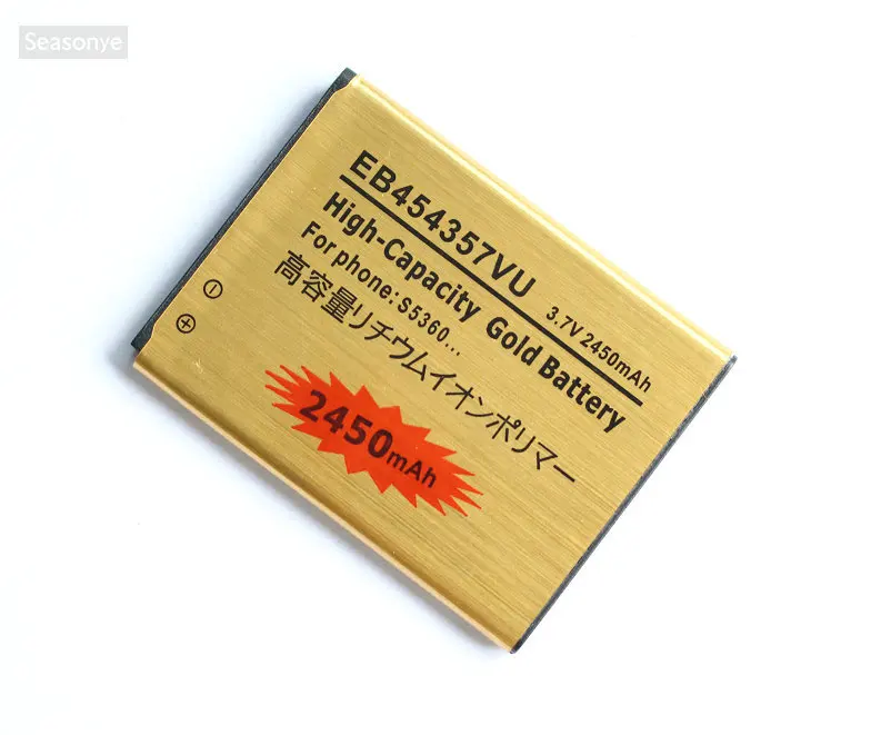 Seasonye 10x2450 мАч EB454357VU Золотая сменная батарея для Samsung Galaxy Y S5300 S5360 S5380 S5368 I509 GT-S5360 S5368D