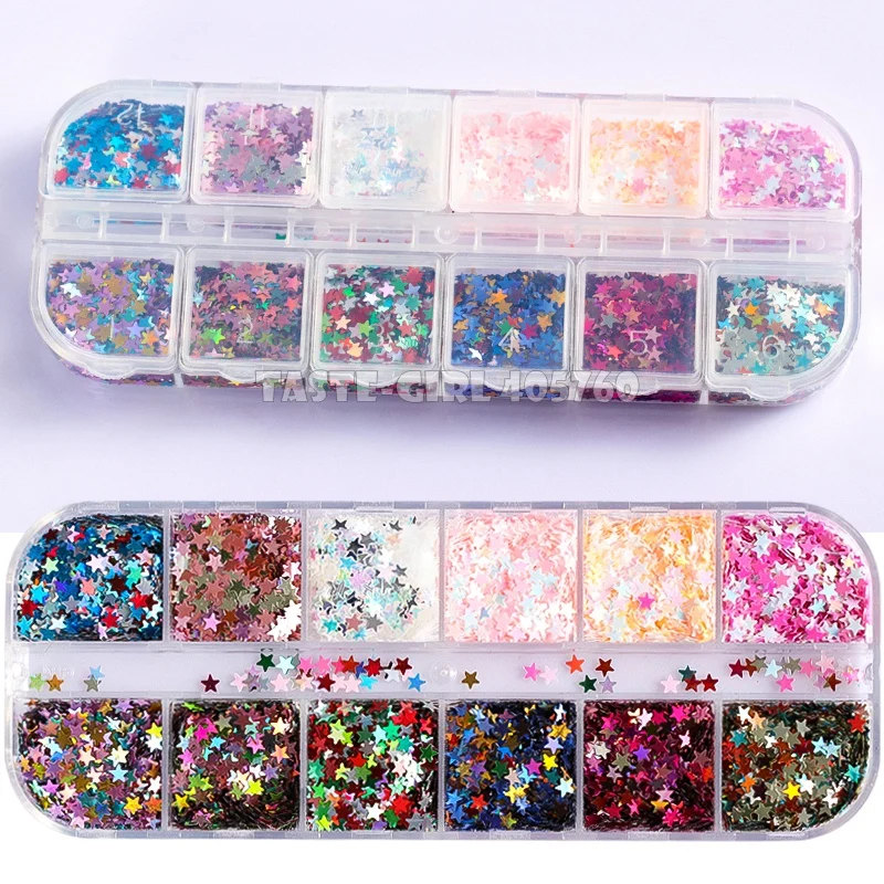 12 сеток/набор разноцветные блестящие звезды пентаграмма пайетки акриловый