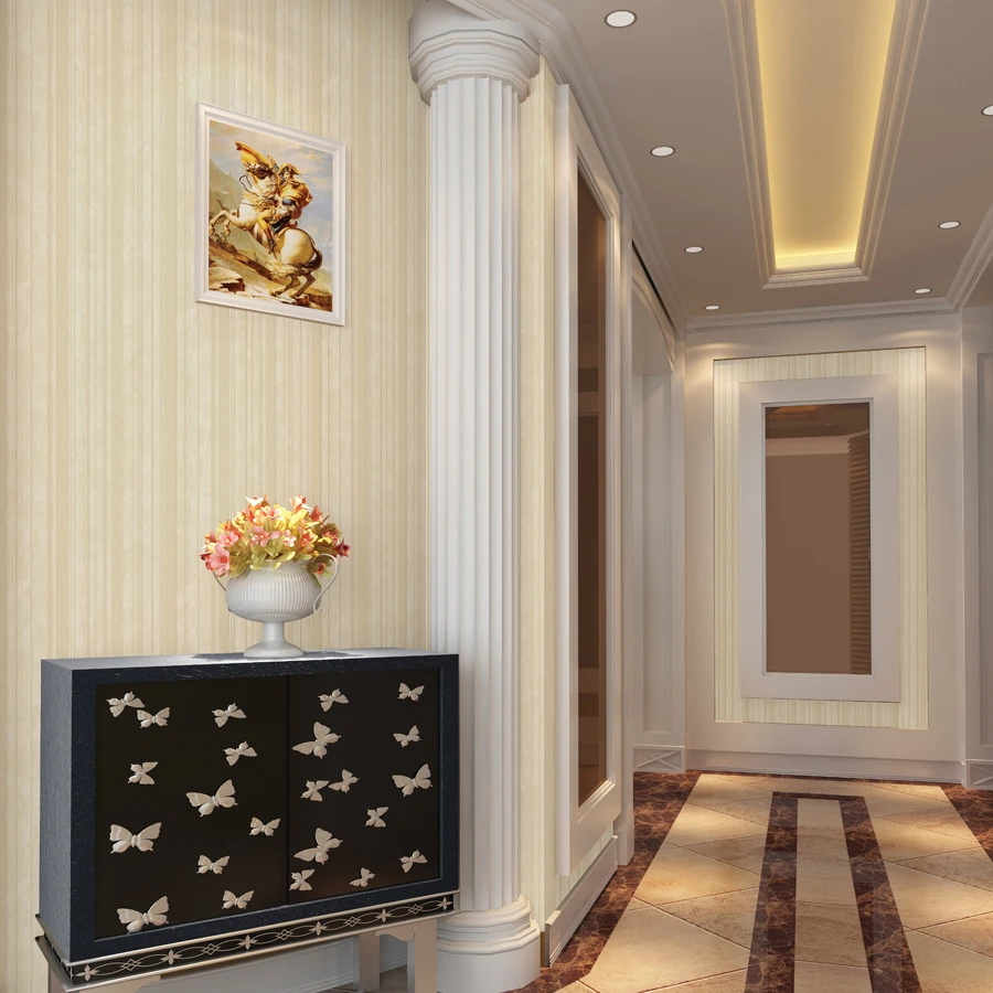 Серые ПВХ 3d бежевые полосатые обои Современная Гостиная синие вертикальные