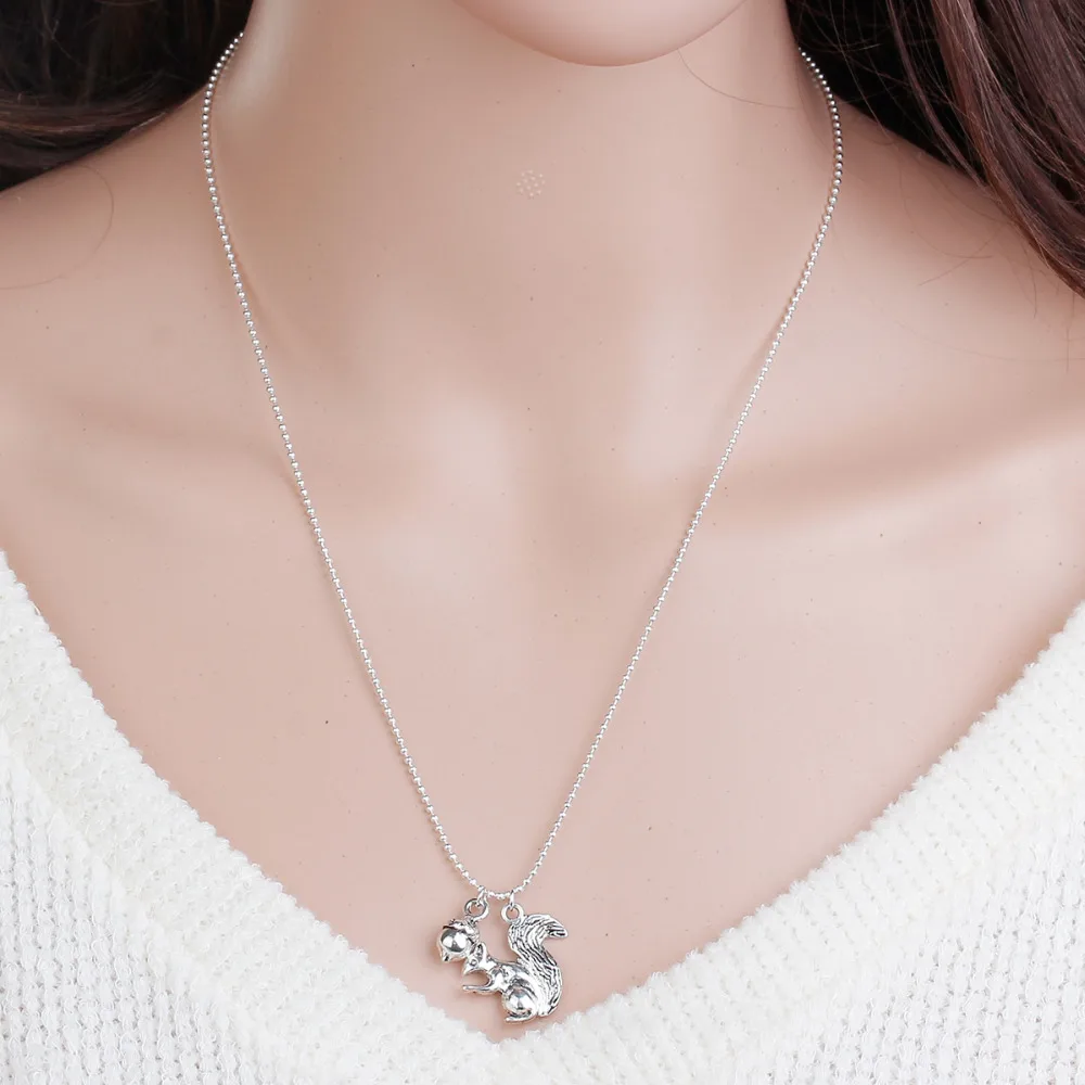 Цепочка 8 сезонов ручной работы античное Серебряное ожерелье и серебряная белка