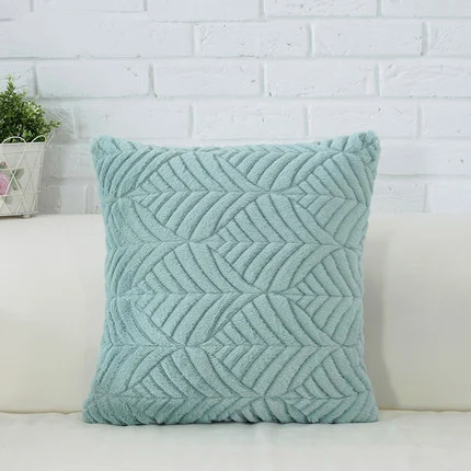 Blue 45x45cm Мягкий однотонный чехол для подушки, плюшевый чехол для подушки, розовый, синий, кофейные листья, узор, домашняя декоративная наволочка, 45x45 см, 30x50 см - Цвет: Blue 45x45cm