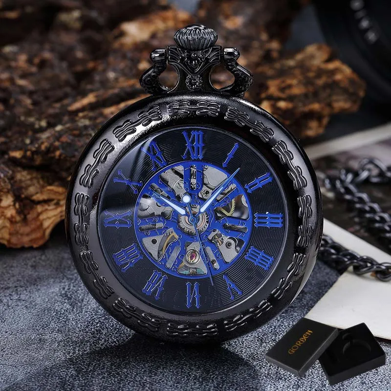 PM021 with box Коллекция Шестерни полые механические карманные часы Щепка бронзовый брелок сеть коробка посылка Для мужчин и Для женщин Леди Ретро часы Подарки Часы - Цвет: PM021 with box