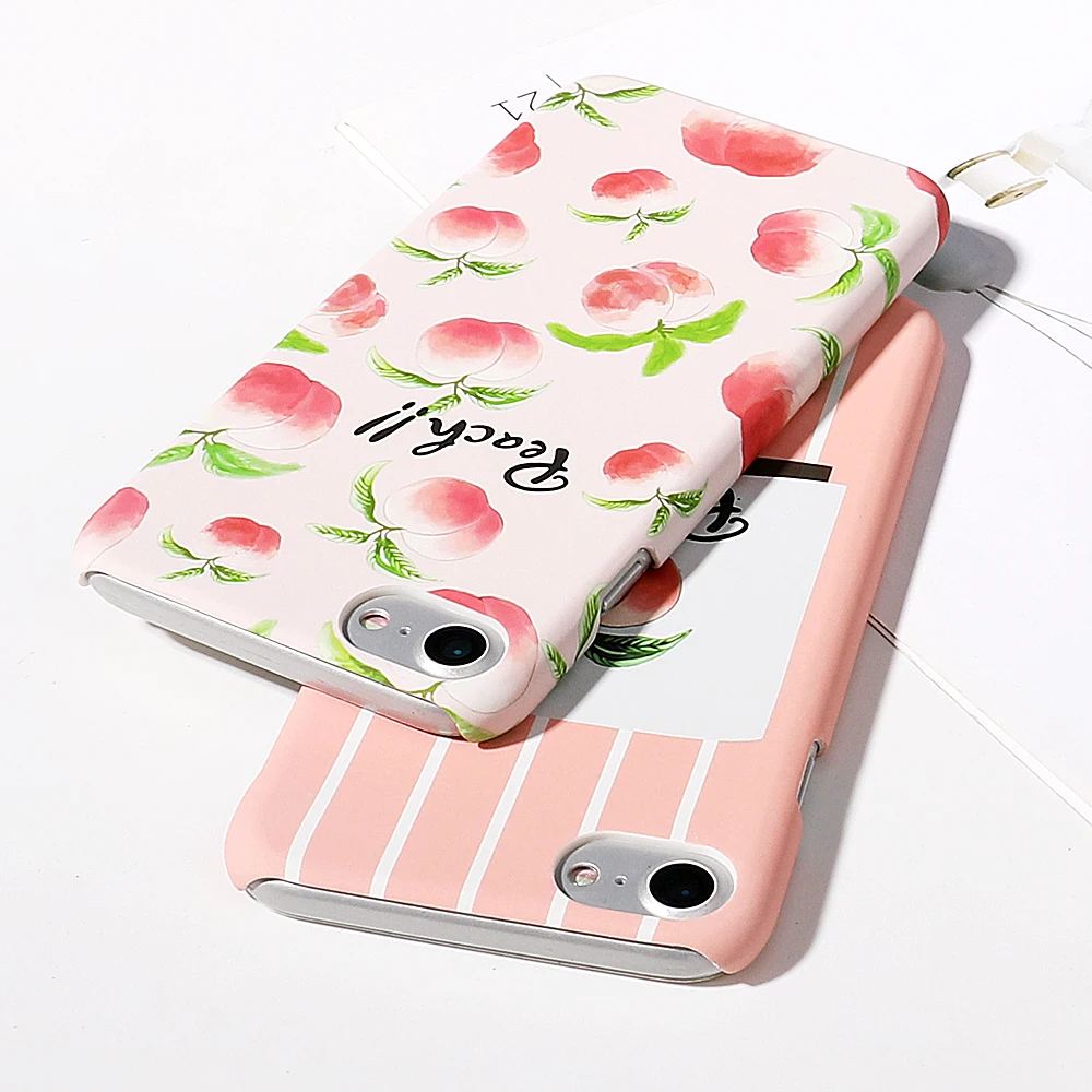 LOVECOM милый розовый персиковый фруктовый чехол для телефона для iPhone X, 6, 6 S, 7, 8 Plus, 5S, 5, SE, полуобернутый жесткий чехол из поликарбоната, чехол для iPhone X, подарок