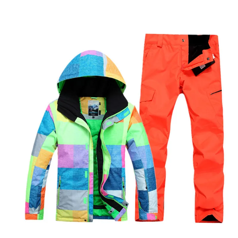 Мужской лыжный костюм GSOU водонепроницаемые лыжные костюмы комплекты для