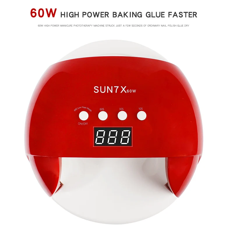 LIDAN SUN 7X 60W High Power Nail Dryer 30 Beads Lampara UV LED Dual Light Source Timer Switch Followers +3% discount | Красота и
