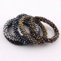 2020 new spiral thick faceted beaded bracelets bangles women fashion weave glass bead stretch bangles jewelry wholesale