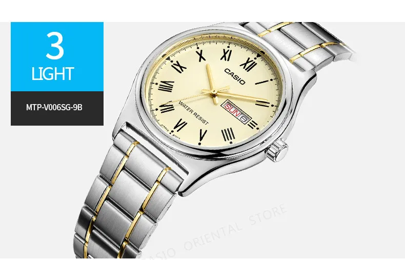 Casio Часы для мужчин Лидер продаж Мода и Бизнес Кварцевые золотые наручные часы MTP-V006 браслет из нержавеющей стали Relogio Casio Masculino