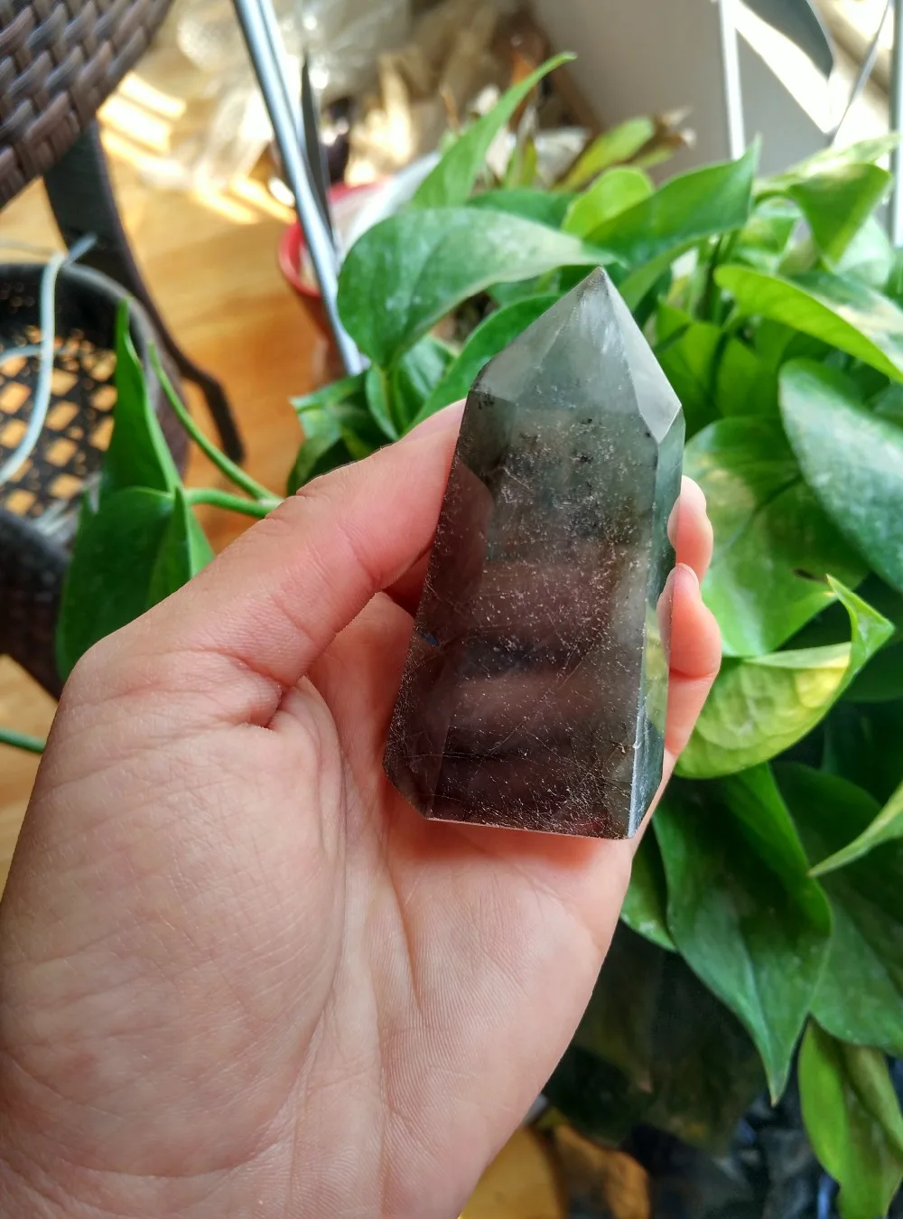 

105g Natural beautiful labradorite QUARTZ CRYSTAL WAND POINT HEALING