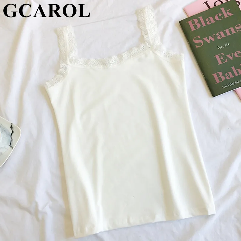 GCAROL, летние кружевные майки, сексуальные, черные, белые, уличная одежда, пляжный жилет, майки, базовые Топы, M-2XL