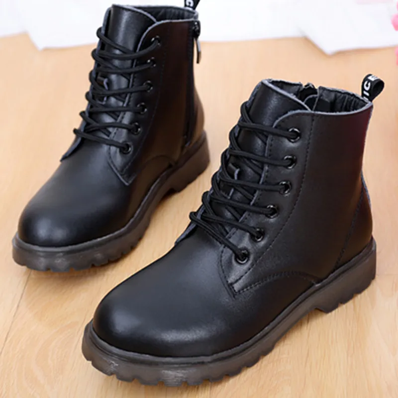 Детская обувь мотоциклетные черные ботинки зимние модные детские для мальчиков