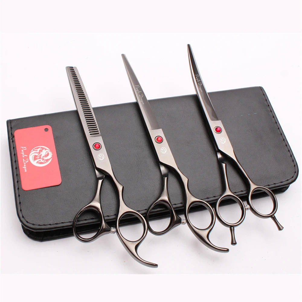 UP 3Pcs 7 &quotфиолетовый дракон Парикмахерская для стрижки собак ножницы