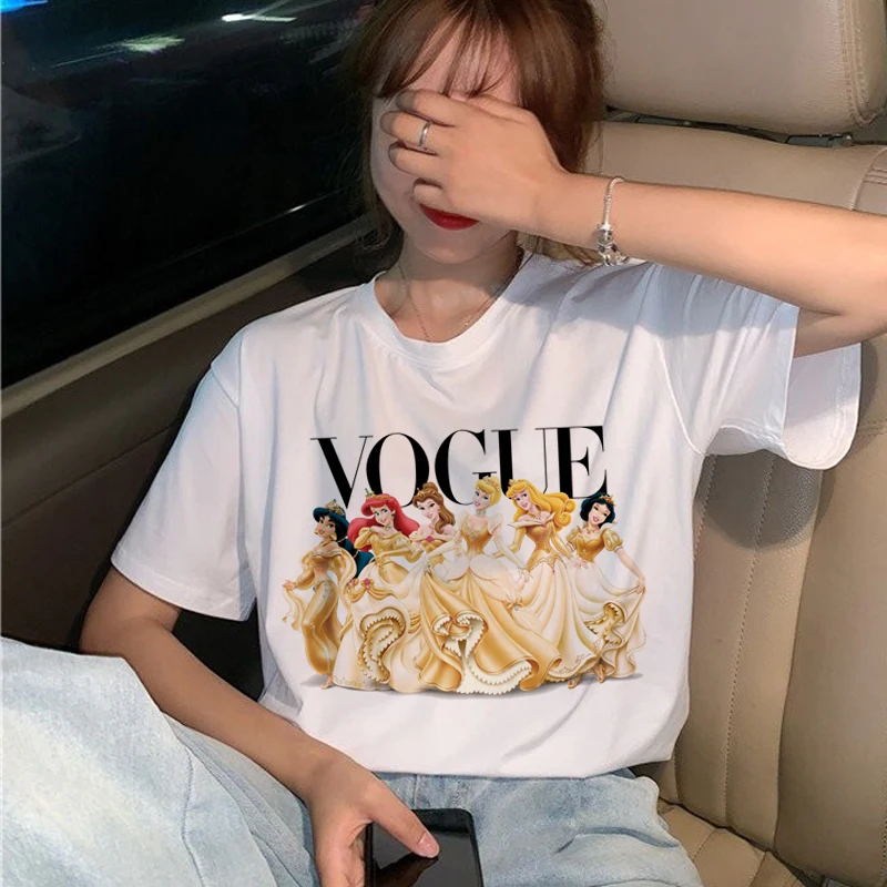 Vogue Harajuku Ullzang Футболка женская забавная мультяшная принцесса футболка 90s графическая Эстетическая Футболка Модные кавайные футболки женские