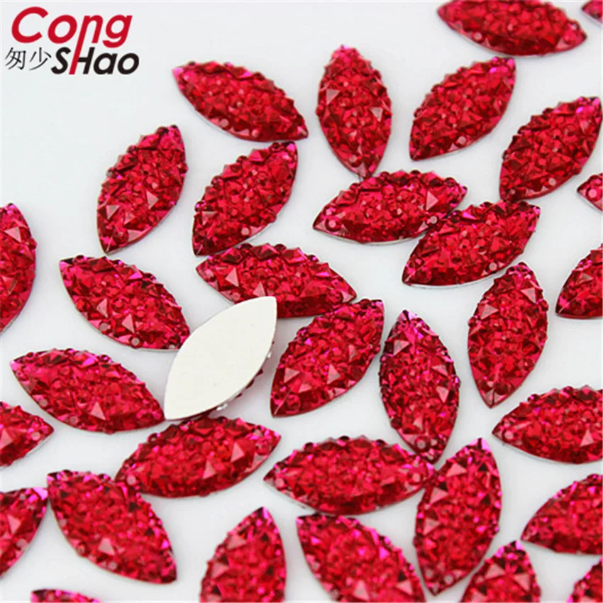 Стразы с плоским основанием из хрустальной смолы размером 7*15 мм 100 шт. блестящие