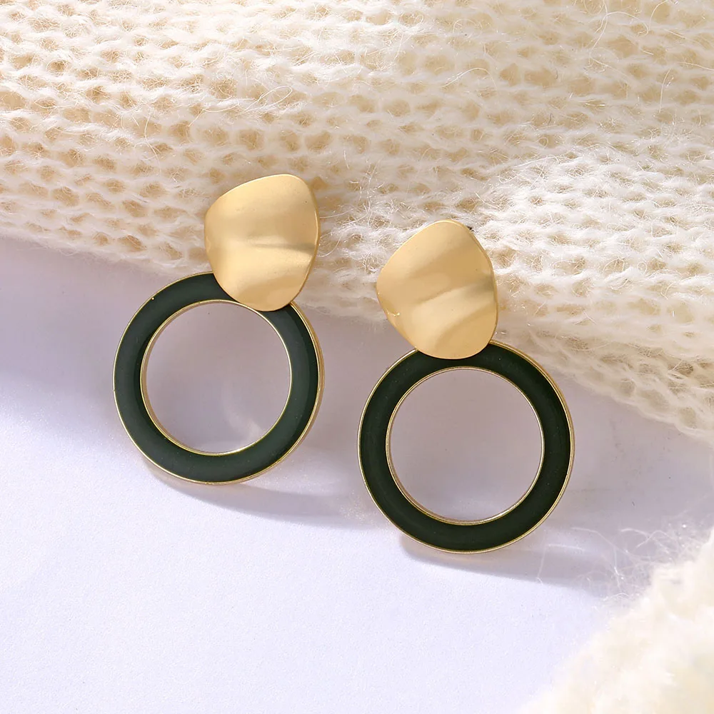 Винтажные геометрические круглые серьги-капли золотого цвета для женщин