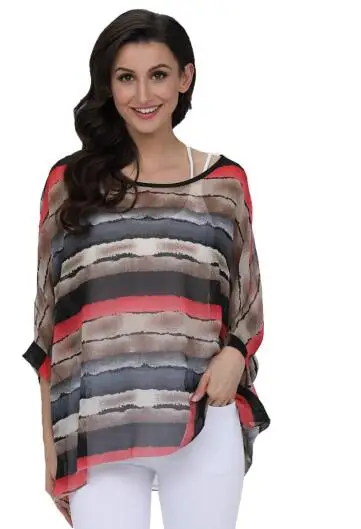 C18 Baharcelin 5XL 6XL, большие размеры, женская летняя повседневная Свободная шифоновая блузка с рукавами летучая мышь, рубашка, блузка, топы, одежда - Цвет: C18