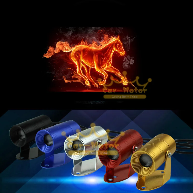 3D Flaming Horse Logo Motorcycle Laser Projector Ghost Shadow Spotlight LED Light Universal New Hot Sale (3021)