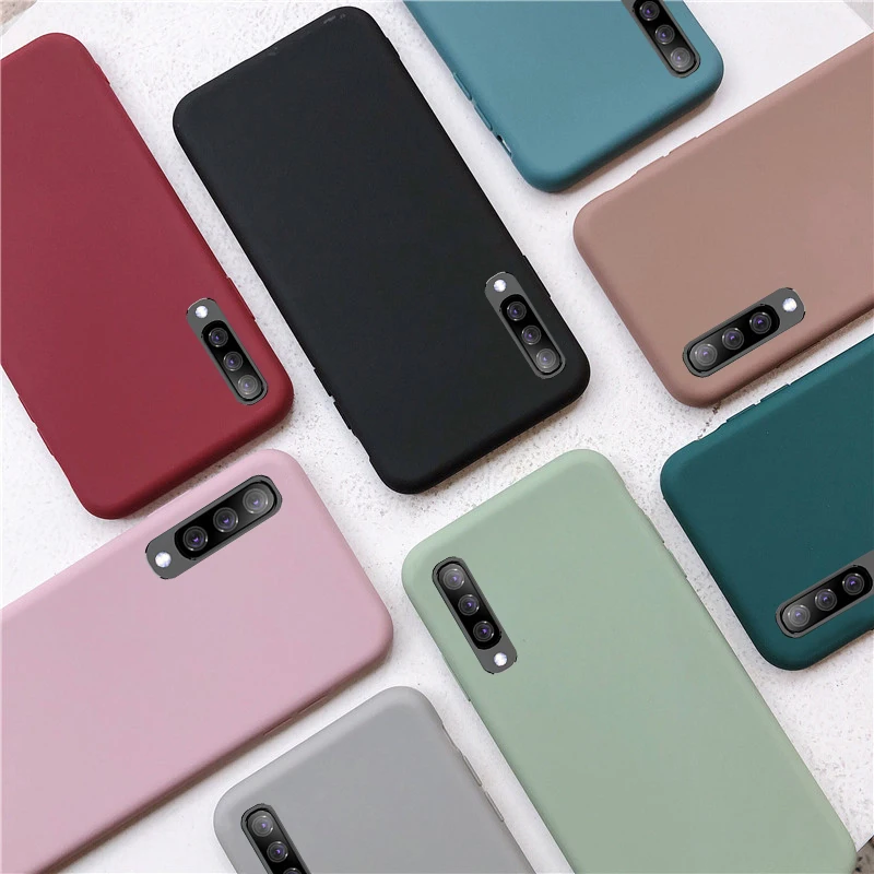 Сплошной цвет силиконовый чехол для samsung galaxy a10 a20e a20 a30 a40 a50 a70 note 8 9 10 a6 a7 j4 j6 plus s8 s9 s10 s10e чехол