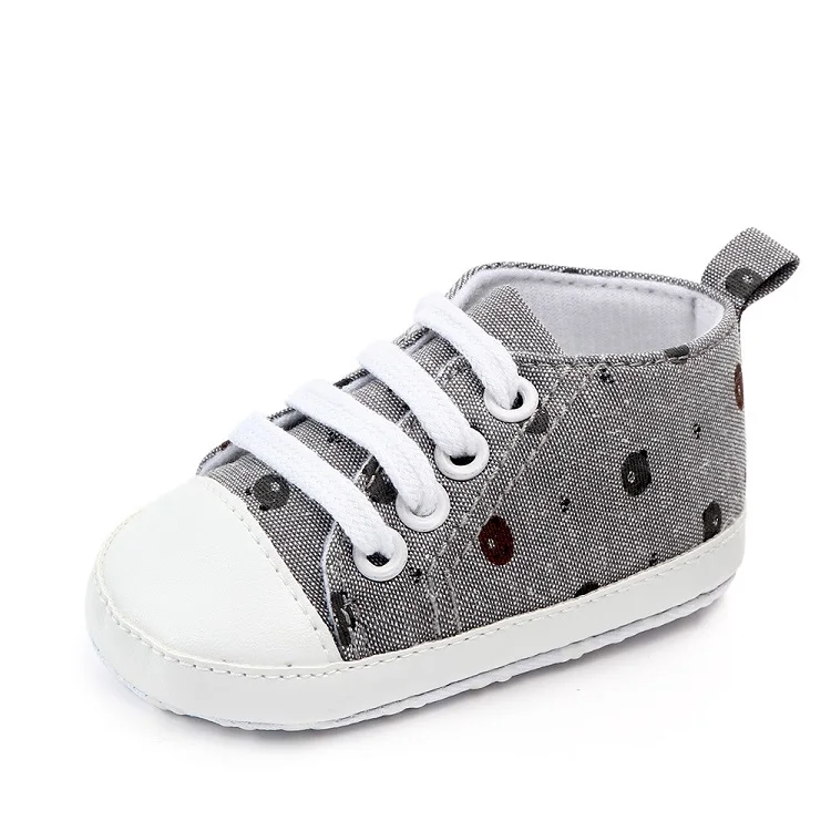 Grey bear AiKway Baby Shoes First Walkers Boy Girl Canvas Newborn Baby Casual Shoes Soft Bottom Crown Infant Toddler Shoes - Цвет: Grey bear