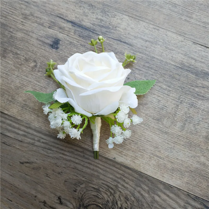 Красивая Мужская имитация шелковой бутоньерка Роза булавка свадебные украшения