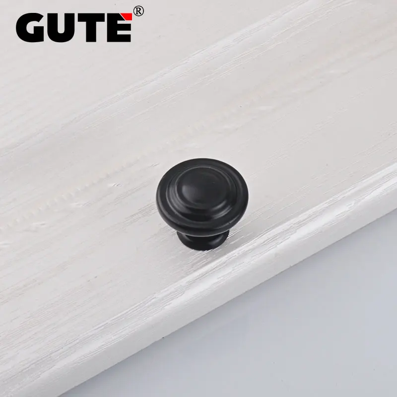 GUTE Black Furniture Handle Zinc Alloy Cabinet Wardrobe Cupboard Sideboard Door Pull Knob Kitchen | Обустройство дома