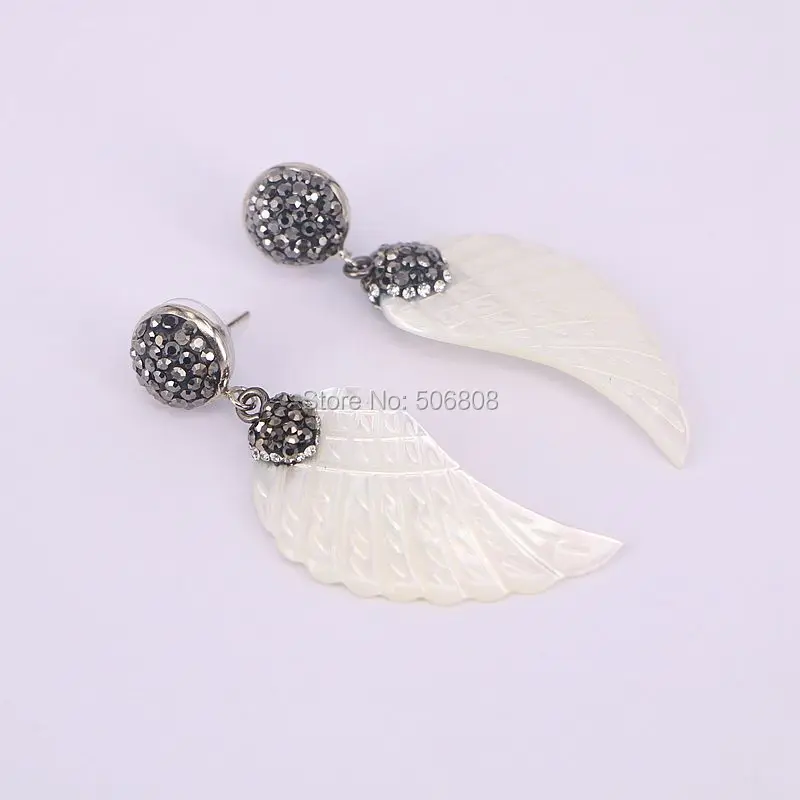 3 пары натуральных белых ракушек серьги в форме крыльев висячие с перламутром |