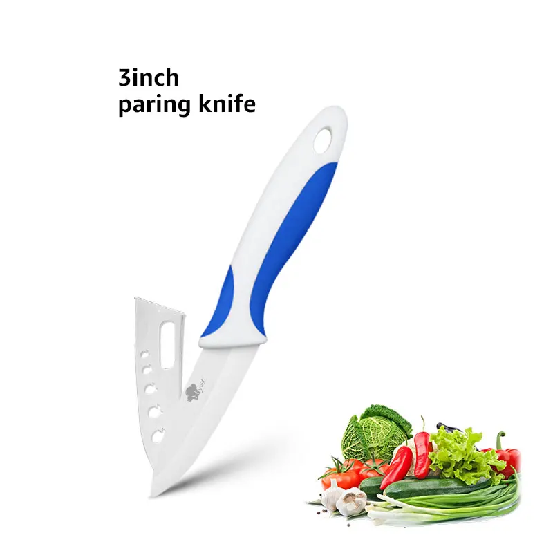 3 inch blue white Керамический нож 6 5 4 3 дюймов кухонный нож шеф-повара для нарезки мяса нож для очистки овощей белое лезвие красочная Нескользящая ручка инструмент для приготовления пищи - Цвет: 3 inch blue white