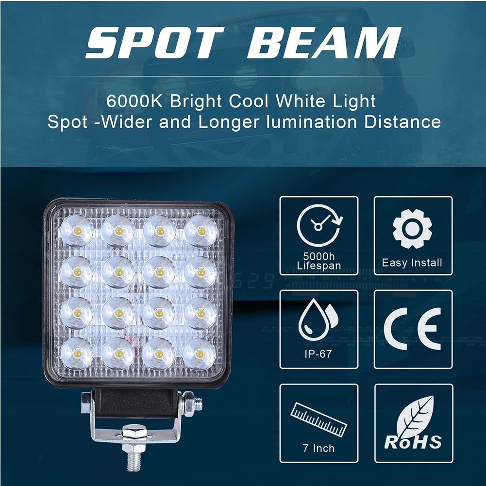 1 Pair 160W Waterproof Truck Driving Led Square Shape Off-road Vehicles Accessories Light Bar Easy Install Ships Boat Dustproof |