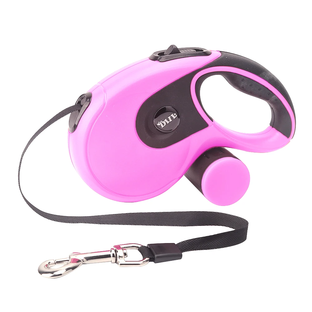 pink with Dispenser 5 м выдвижной поводок для собак с мешком для какашек, автоматический удлиняющий поводок для собак, поводок для собак, аксессуары для домашних животных - Цвет: pink with Dispenser