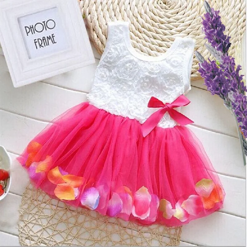 

2020 Summer New Cotton Baby Infant Fairy Tale Petals Colorful Dress Chiffon Princess Newborn Baby Dresses Gift