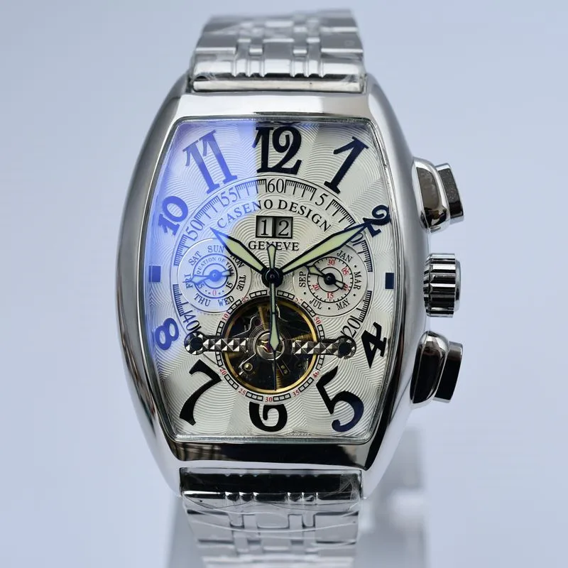 CASENO Tourbillon Скелет автоматические механические мужские часы лучший бренд класса люкс военные спортивные часы из нержавеющей стали мужские часы