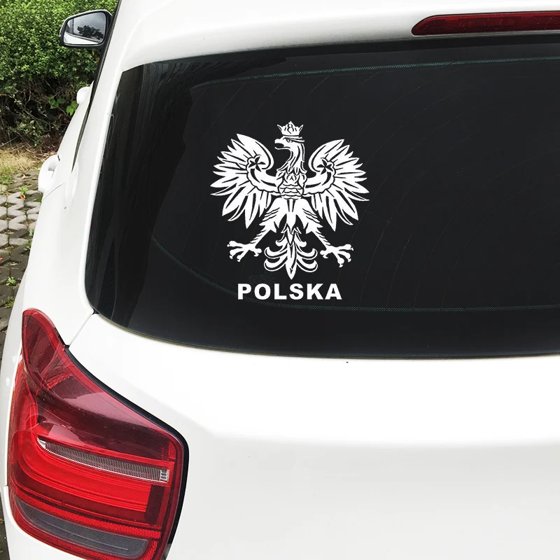 

15.2*15.1CM Polish Eagle Poland Symbol Fashion Car Stickers Animal Pattern Car Styling Decal Black/Silver EY-240
