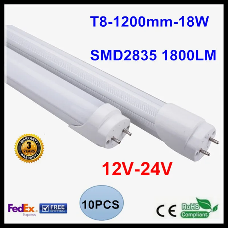 Светодиодная лампа 12 В 24 T8 1 2 м 4 фута 18 Вт светодиодная 2835SMD холодный белый/теплый