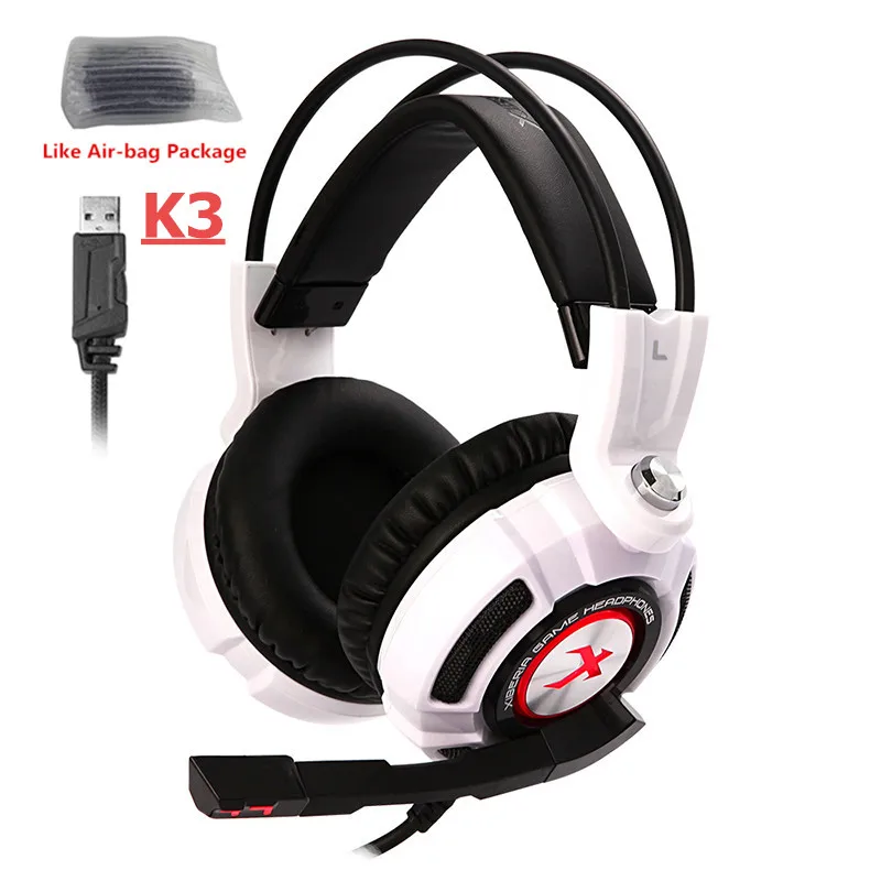 K3 Red PVC Package Xiberia K3/K5/k9/K10 Накладные наушники для ПК, игровая гарнитура, USB 7,1, виртуальное объемное звучание, стерео, бас, Pro, игровые наушники с микрофоном, светодиодный - Цвет: K3 Red PVC Package