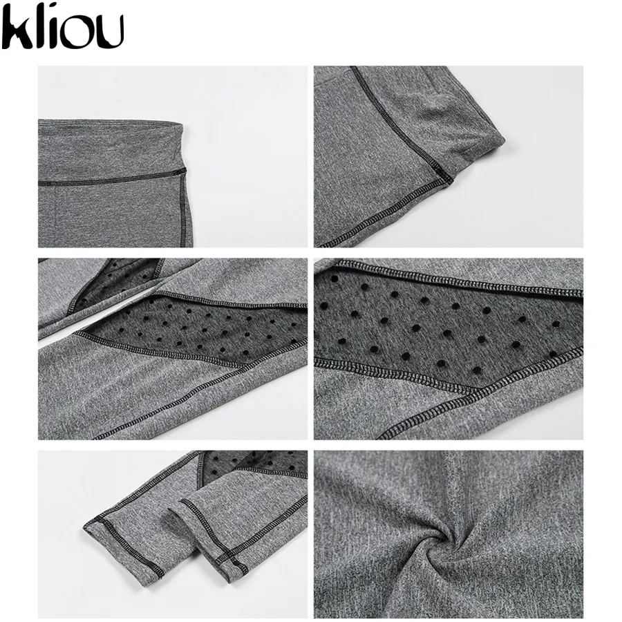 Kliou, новинка, женский спортивный костюм для фитнеса, крест-накрест, одежда для активного отдыха, Топ в горошек, пэчворк, два предмета, комплекты, пуш-ап, леггинсы