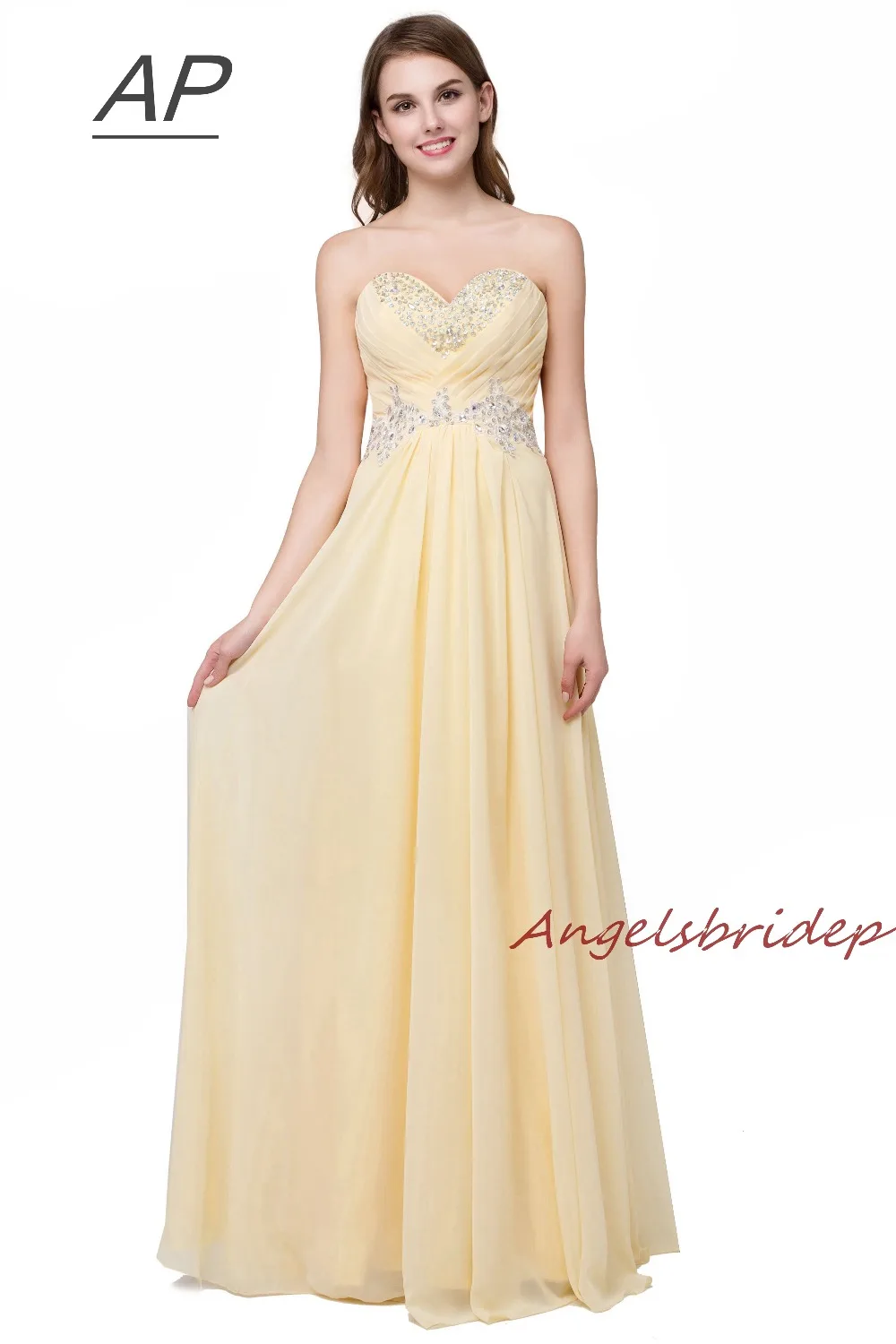 ANGELSBRIDEP Элегантные платья подружки невесты длинное шифоновое платье длиной до пола милое модное Vestido Madrinha Формальное вечернее платье