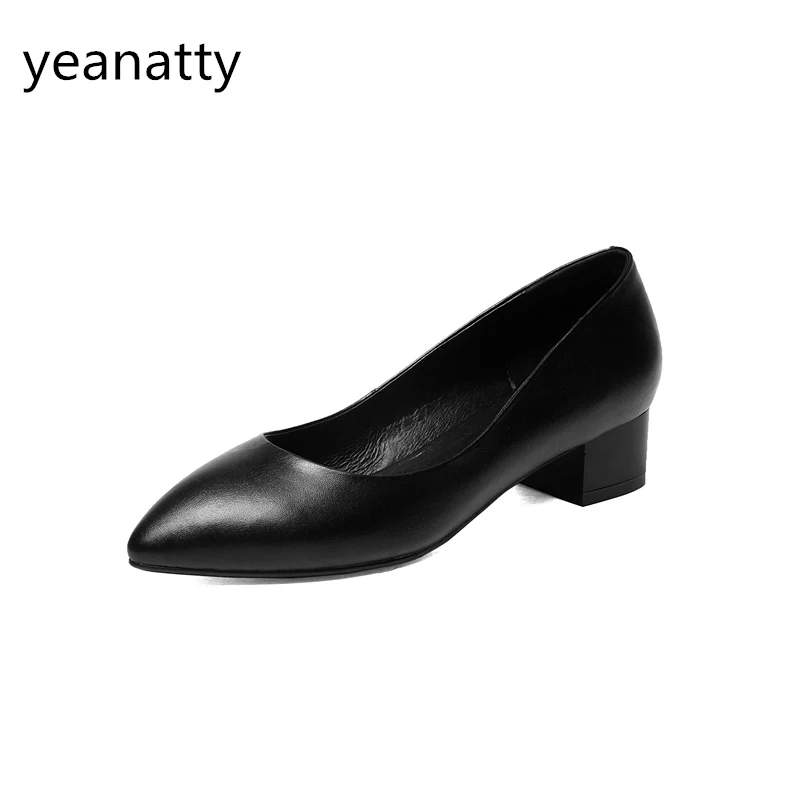 Весна/Осень на толстом каблуке винтажные туфли лодочки женская обувь среднем