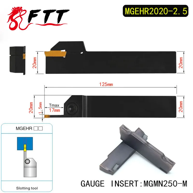 

MGEHR2020-2.5 Extermal Parting and Grooving Turning Tool Holder For MGMN250 Insert Right Hand Bars MGMN 250