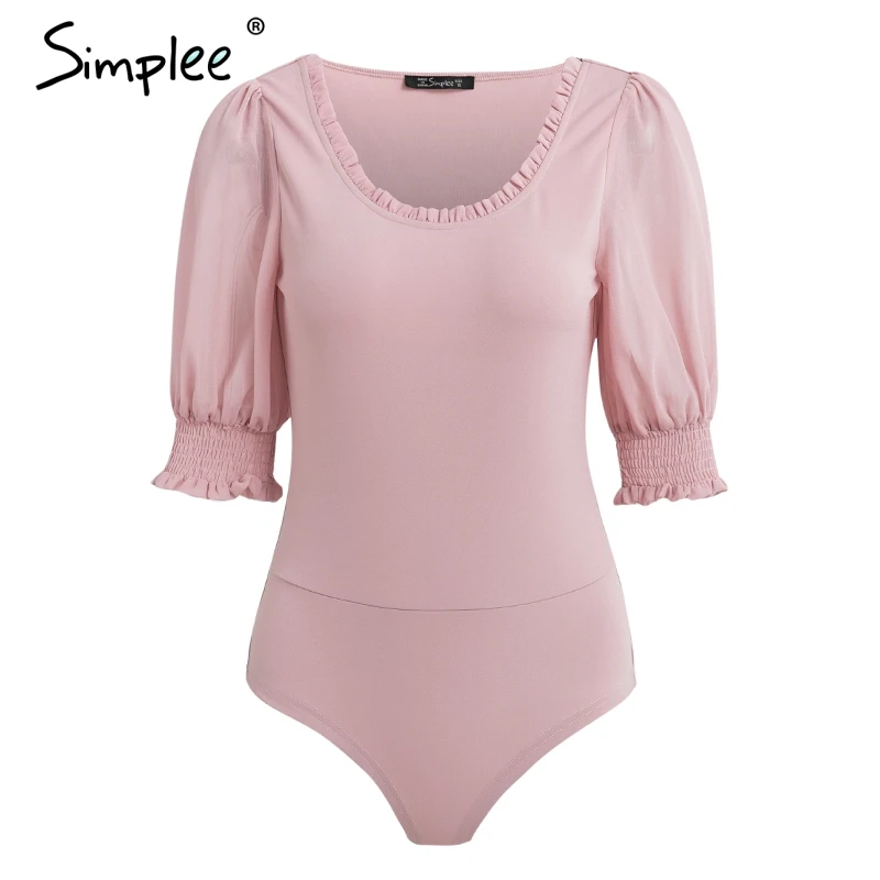 Женские шифоновые боди Simplee, с буфами на рукавах, цельное короткое, сексуальное, элегантное боди на лето для дам, актуальное в году